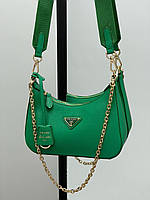 Женская сумка Prada Re-Edition 2005 Green Saffiano Leather Bag Эко кожа