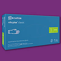 Перчатки нитриловые синие без пудры NITRYLEX® classic S(100шт\1000шт)