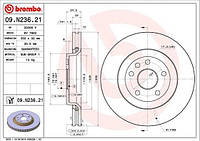 Гальмівний диск BREMBO 09.N236.21 Jeep Grand Cherokee (2010-2021) 68035012AB, 68035012AC, 68035012AD