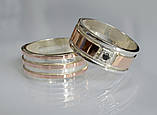 Пара обручок з срібла з вставками із золота, фото 2