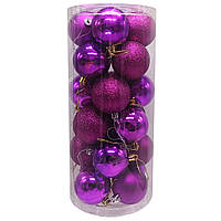 Набор елочных игрушек "Шары" 6279-1, 24 шт (Фиолетовый)