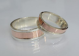 Пара обручок з срібла з вставками із золота, фото 2