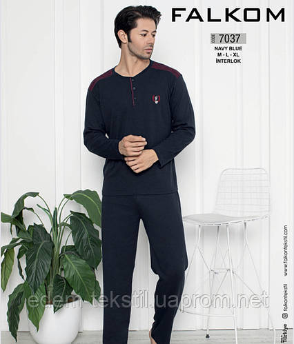 Костюм мужской для дома Интерлок Falkon 7037, Темно-синий, L (ID ...