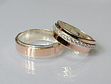 Пара обручок з срібла з вставками із золота, фото 2