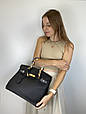 Шкіряна сумка тоут із ручкою 35см / золота фурнітура КТ-835-35 Чорна, фото 2