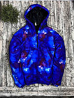 Теплый стильный мужской анорак | Демисезонная куртка с капюшоном | Яркий синий анорак L S