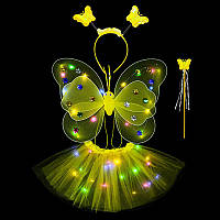 Карнавальный наряд крылья с юбкой светящийся Бабочка 9076 желтый