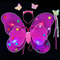 Карнавальный наряд светящийся Бабочка 9019 малиновый