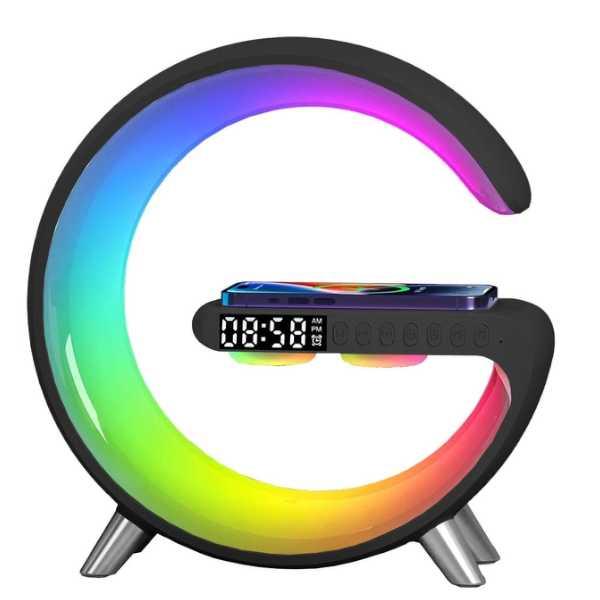 Нічник Smart Light з бездротовою зарядкою, колонкою та годинником Чорний, фото 1