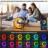 Нічник Smart Light з бездротовою зарядкою, колонкою та годинником Чорний, фото 3