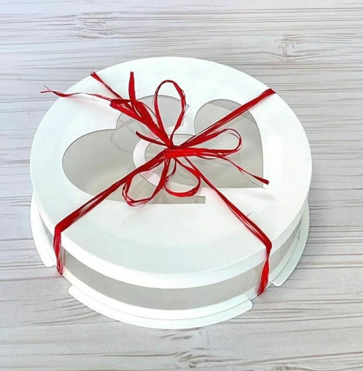 Коробка-тубус (d200, h100) для торта "Серця", фото 1