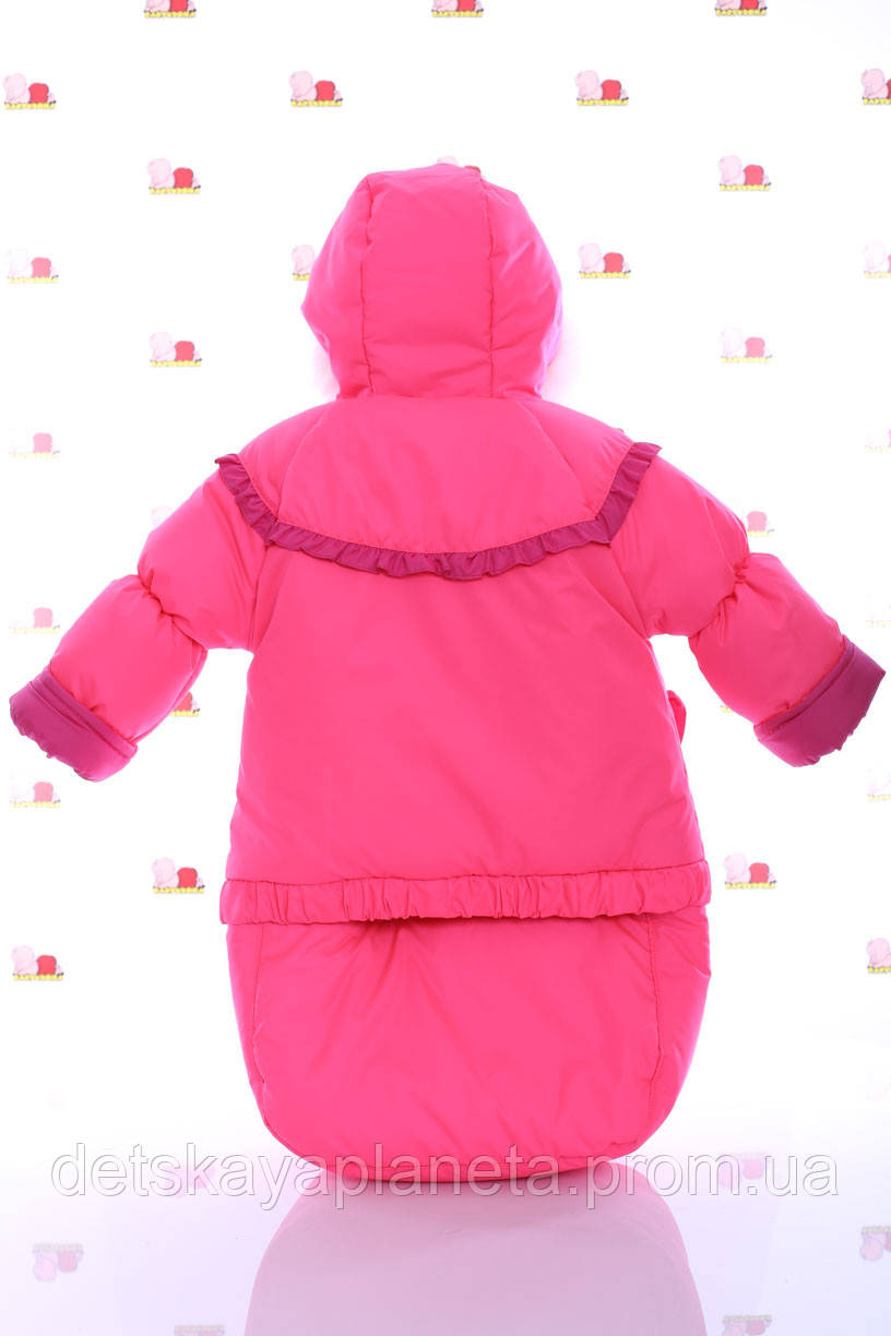 Комбінезон Конверт для дівчинки на хутрі Babykroha Трійка яскраво-рожевий - фото 2 - id-p2027729347