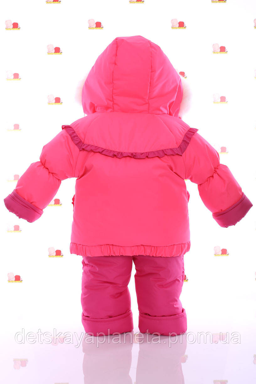 Комбінезон Конверт для дівчинки на хутрі Babykroha Трійка яскраво-рожевий - фото 4 - id-p2027729347
