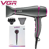 Фен VGR V-402 | Професійний фен для волосся з насадками та дифузором| Потужний фен для укладання волосся