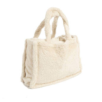 Комплект плед із сумкою однотонний у молочному кольорі Teddy Centrotex