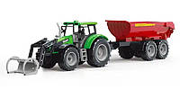 Детский игрушечный трактор с прицепом Инерционный Зеленый