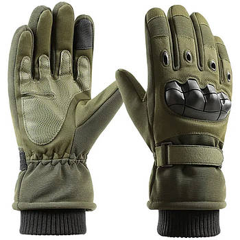 Тактичні зимові рукавички з сенсорним пальцем, розмір M / Водонепроникні утеплені рукавички з хутром