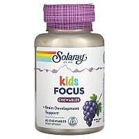 Solaray Kids Focus For Children натуральный виноград 60 жевательных таблеток