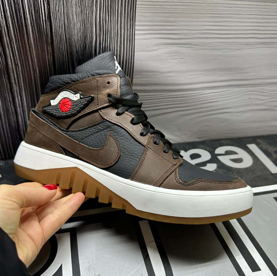 Nike Air Jordan зимние отличные кожаные высокие кроссовки для мужчин черные - фото 5 - id-p2038988237