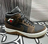 Nike Air Jordan зимние отличные кожаные высокие кроссовки для мужчин черные, фото 7
