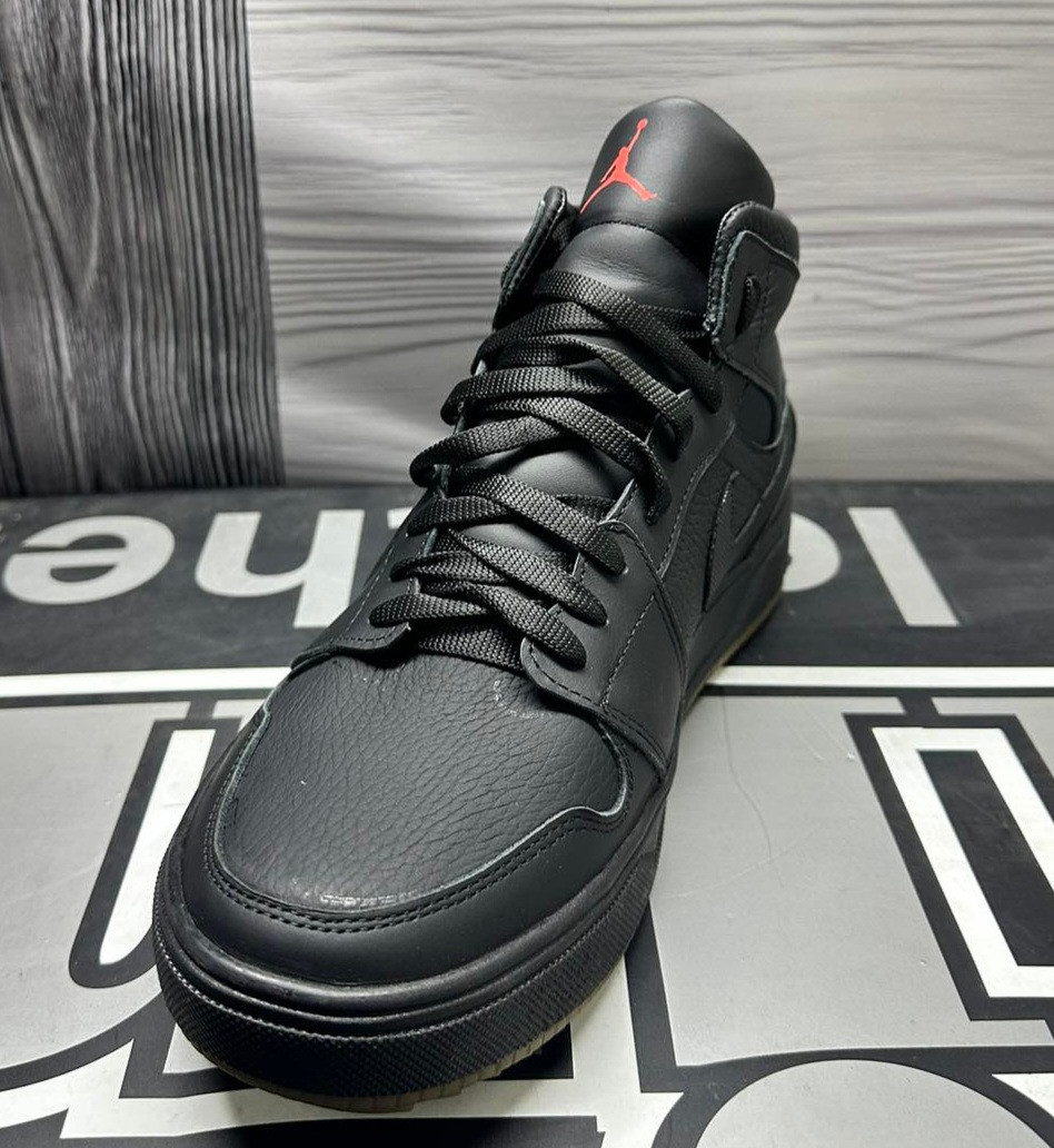 Nike Air Jordan зимние отличные кожаные высокие кроссовки для мужчин черные - фото 4 - id-p2038988237