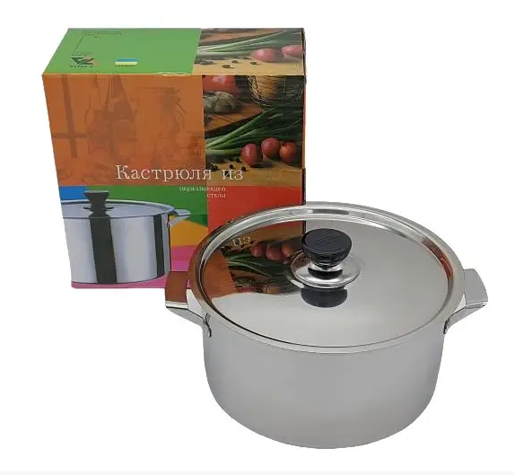 Каструля з нержавіючої сталі з кришкою 4 літрів, фото 1