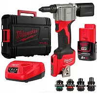 Аккумуляторный заклепочник Milwaukee M12 BPRT-201X (12 В, 2 А*ч, 2.4-4.8 мм) (4933464405)