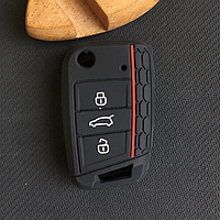 Чехол на ключ Volkswagen Polo, Golf, Tiguan (силиконовый чехол на ключ Фольксваген) 3 кнопки