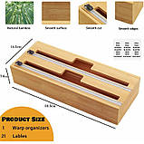 Кухонний диспенсер органайзер для харчової плівки, фольги, пергаменту. Бамбукова підвісна коробка з різаком, фото 2