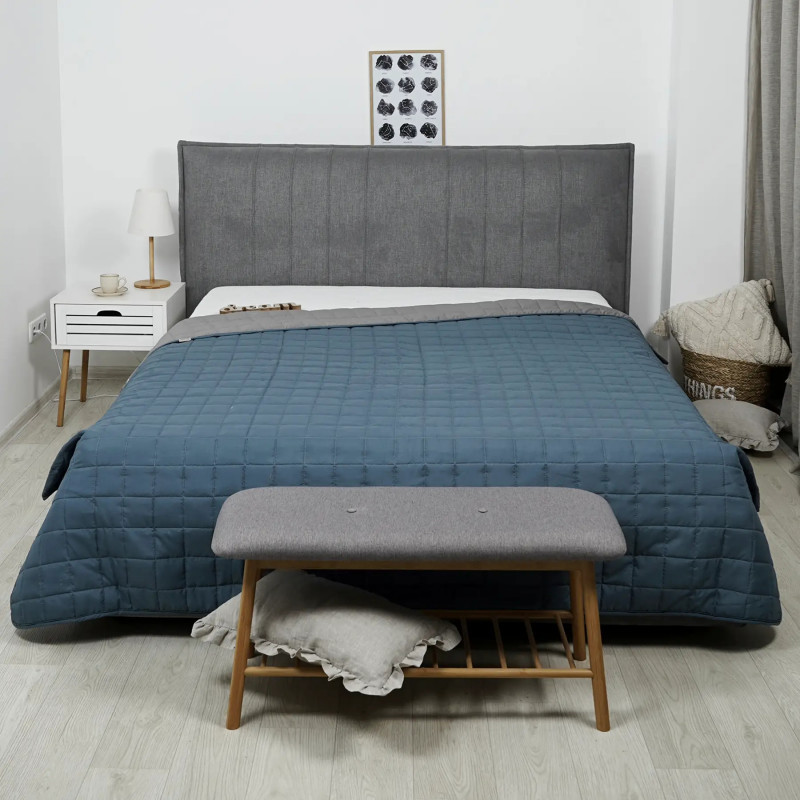 Покривало стеганное двостороннє "Дует" 210х220 см колор Місячне сяйво, фото 1