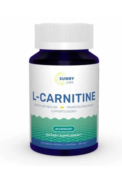 L-карнітин, L-carnitine Powerful, Sunny Caps, 250 мг, 60 капсул