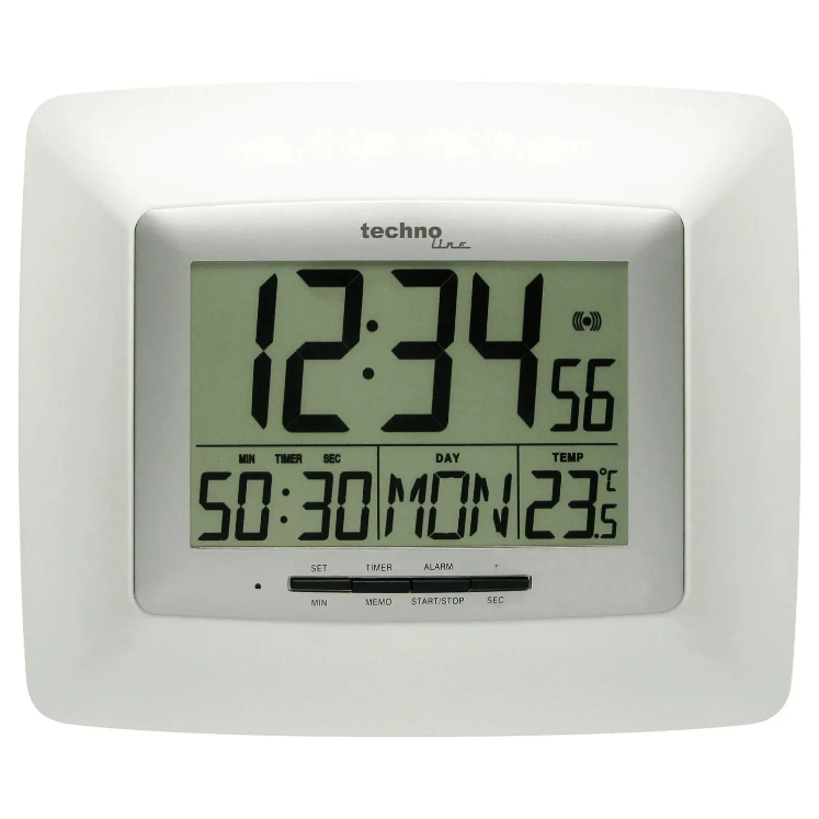 Настільний Годинник Електронний Настінний для дому Technoline WS8100 White/Silver (WS8100) Німеччина