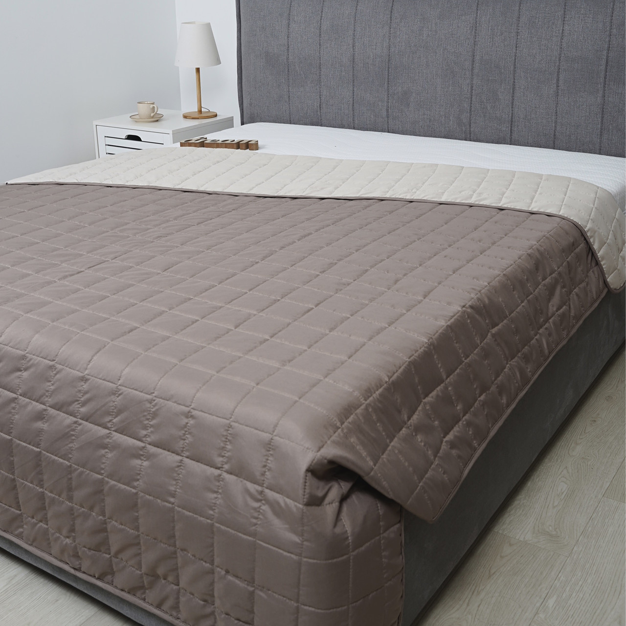 Полуторнє покривало стеганное двостороннє "Дует" 140х210 см колор Ніжність, фото 1