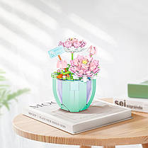 3D конструктор-набір будівельних блоків Lesko YZ 2084 квітковий конструктор Лотос 312 деталі, фото 3