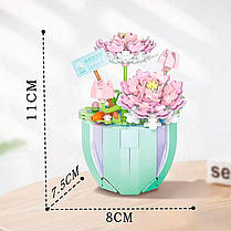 3D конструктор-набір будівельних блоків Lesko YZ 2084 квітковий конструктор Лотос 312 деталі, фото 4