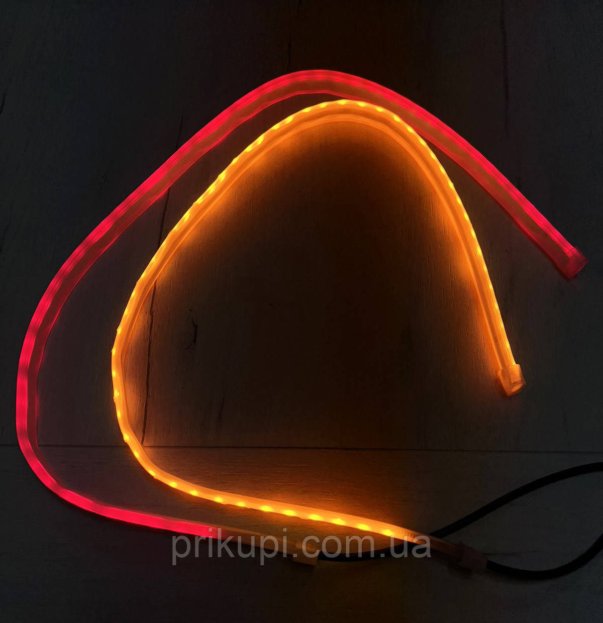 Гнучкі денні ходові вогні в авто з поворотом, що біжить ДХО LED DRL по 60см (прихований контролер) ЧЕРВОНО/ЖОВТІ, фото 1