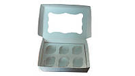 Коробка для капкейків, кексів та мафінів 6 шт 250*170*80 (з віконцем) мм.