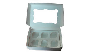 Коробка для капкейків, кексів та мафінів 6 шт 250*170*80 (з віконцем) мм.  Відправка м. Ірпінь