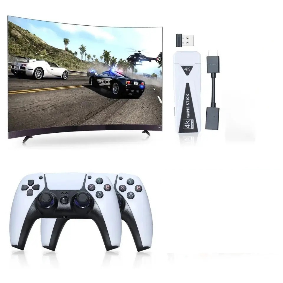 Портативна ігрова консоль приставка GAME STIK BOX 64gb 4K TV M8PRO 20000 ігор, два бездротові джойстики