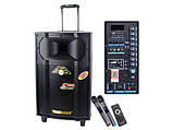 Акумуляторна колонка Temeisheng QX-1209 з мікрофонами/400W корпус дерево, фото 3