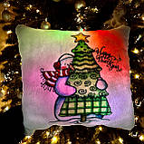 Подушка нічник Сніговичок — світна подушка Новорічний сніговик — дитяча подушка іграшка, фото 4