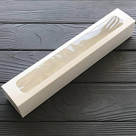 Упаковка для 10 макарунов з віконцем 290*50*45 мм біла  Відправка м. Ірпінь