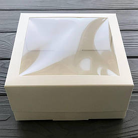 Коробка бенто-торт з віконцем 150х150х70 мм біла  Відправка м. Ірпінь