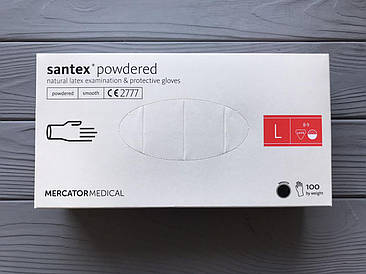 Рукавички латексні Santex Powdered L 100 шт  Відправка м. Ірпінь