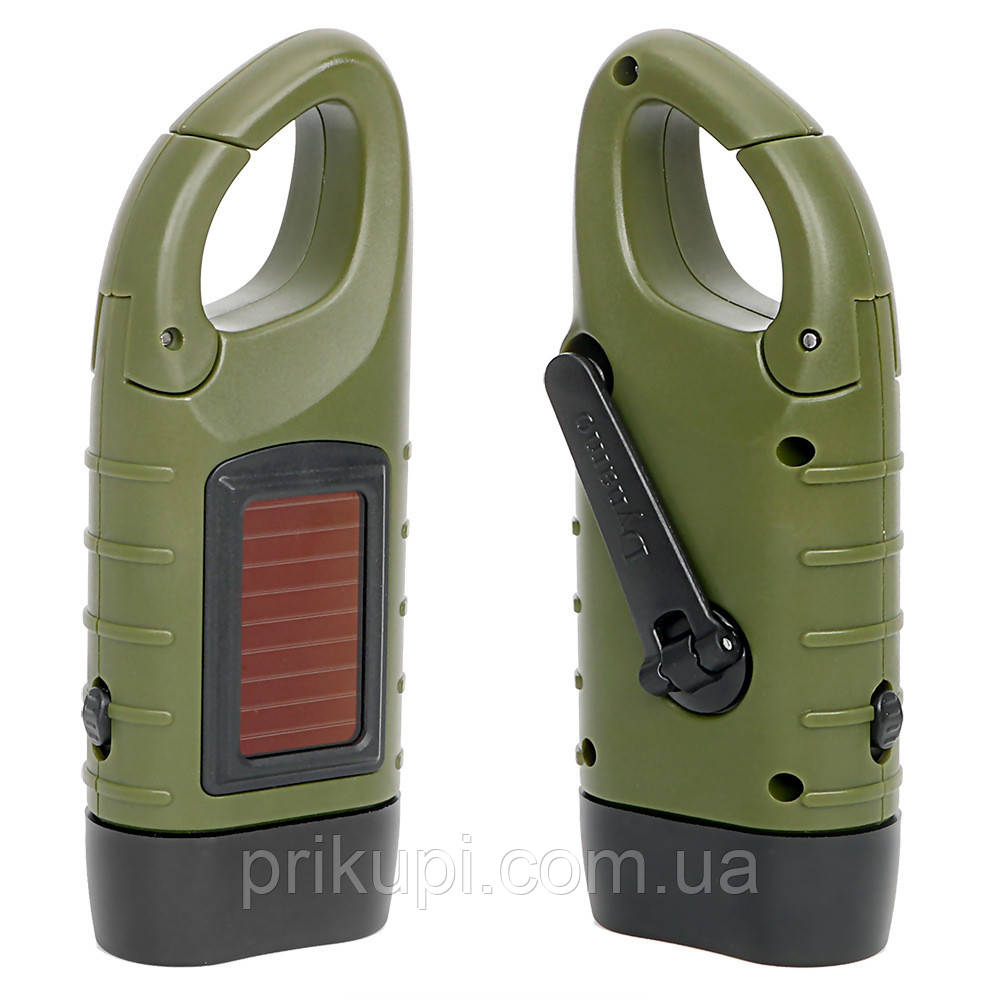 Ліхтарик на сонячній батареї DK Flashlight — Динамо машина, ліхтар акумуляторний, світлодіод 3х0.5W
