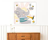 Дитяча інтер'єрна мотиваційна картина на полотні Слоник. Будь добрим., фото 3