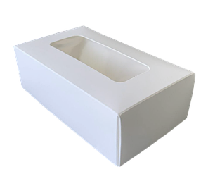 Коробка для макарун біла з віконцем 120*53*50 KPK61  Відправка м. Ірпінь