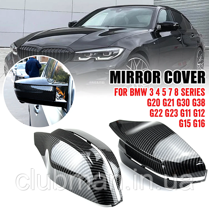 Накладки на дзеркала M Performance BMW (БМВ) G20 G21 G22 G23 G30 G31 G11 G12 G14 G15 G16 (2016-...) Карбон, фото 1