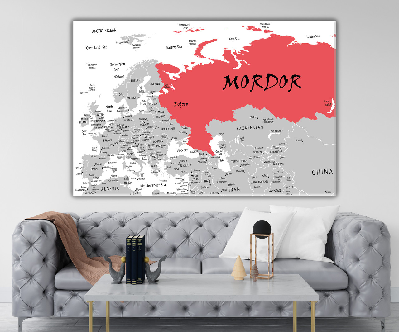 Патріотична картина на полотні для кабінету, офісу, кафе Сучасна карта без Росії. Мордор., фото 1