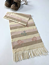 Теплий дитячий кашеміровий шарф Міккі 150*33 см бежевий